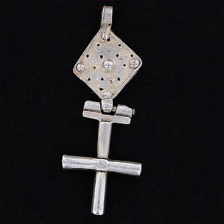 Ethiopian "Maskal" cross pendant with 2 elements 02.06.467