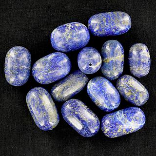 13 large barrel shaped Afghan Lapis Lazuli beads 05.06.1519