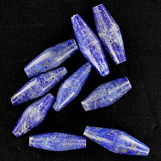 Set of 9 oblong Afghan Lapis Lazuli beads 05.06.1515