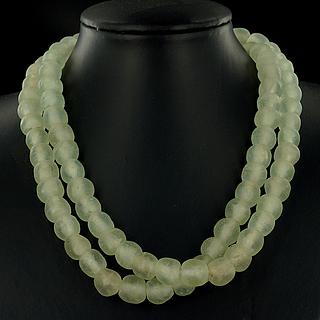 Two strands of white Ghaneen glass beads 05.11.921