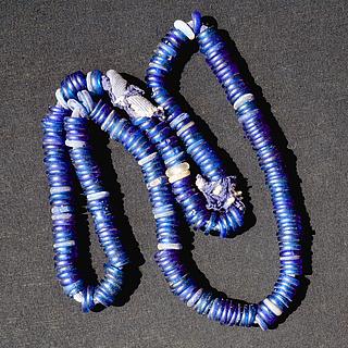 Strand of deep blue Dogon antiques glass rings 05.13.1553