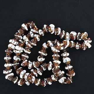 Brown & white Bida glass beads necklace 05.10.1525