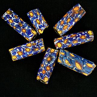 Seven antique millefiori beads 05.01.1481