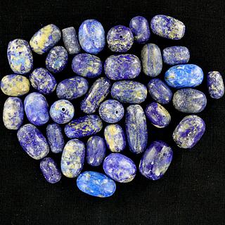 Set of 37 large barrel or egg shaped Lapis Lazuli beads 05.06.1518