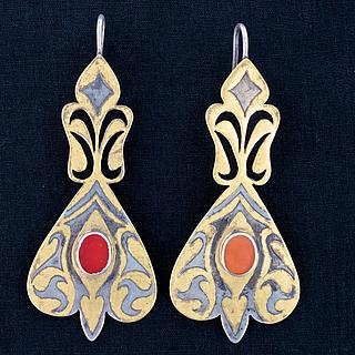 Pair of Adamlyk earrings (temple pendants) Turkmenistan 04.01.1450