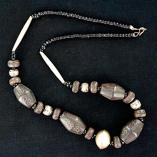 Necklace with wooden & silver beads 05.17.1530