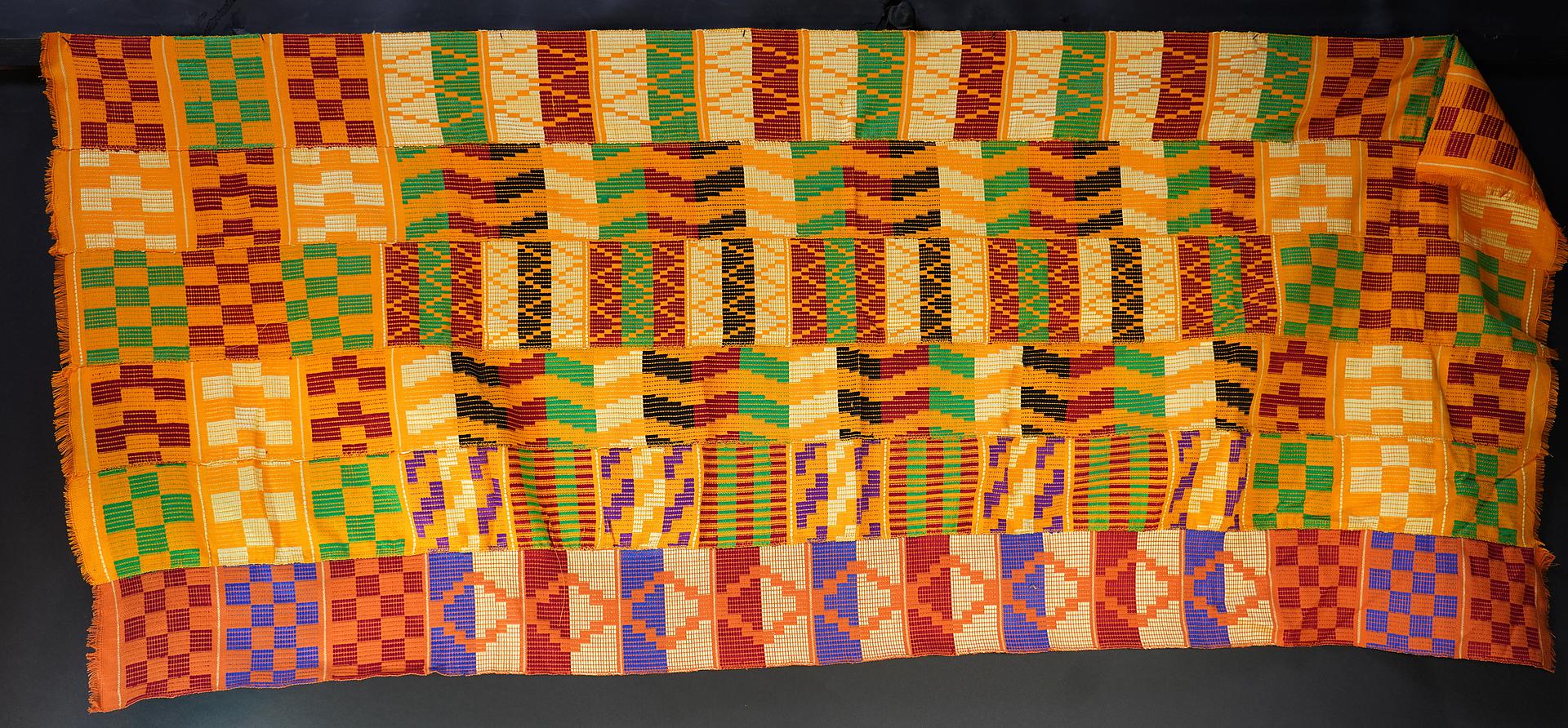 Kente cloth from Ghana. Vibrant colors and beautiful design. 120” x 82  piece.