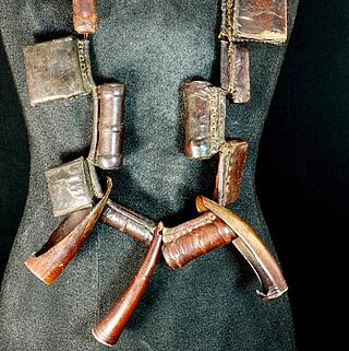 Old Ethiopian Kitab leather amulet necklace  02.04.1355