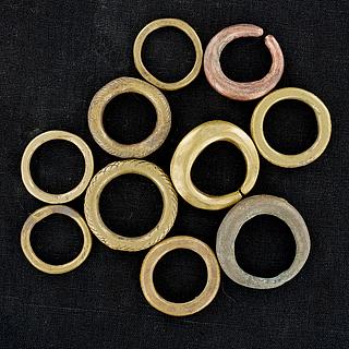 Set of 10 West African brass rings 13.02.1418