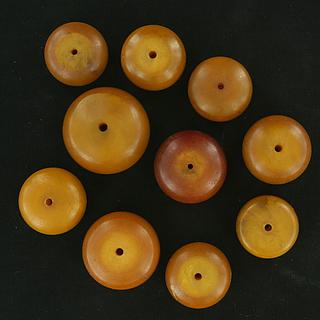 Ten West-African Copal Beads 05.05.367
