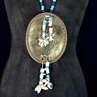 Exquisite Ethiopian necklace with large brass pectoral plate 02.04.1347